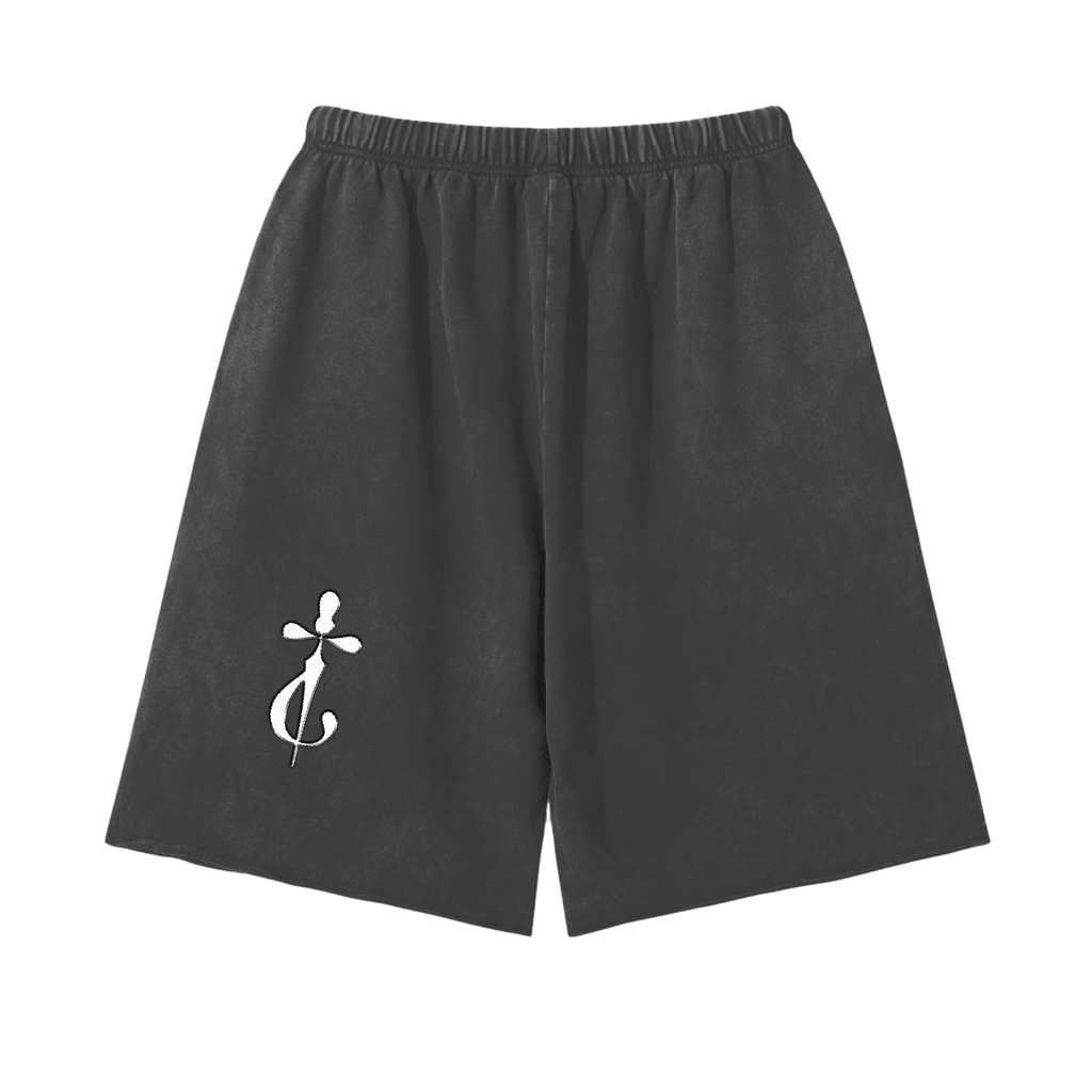 Snow Washed Raw Hem Shorts