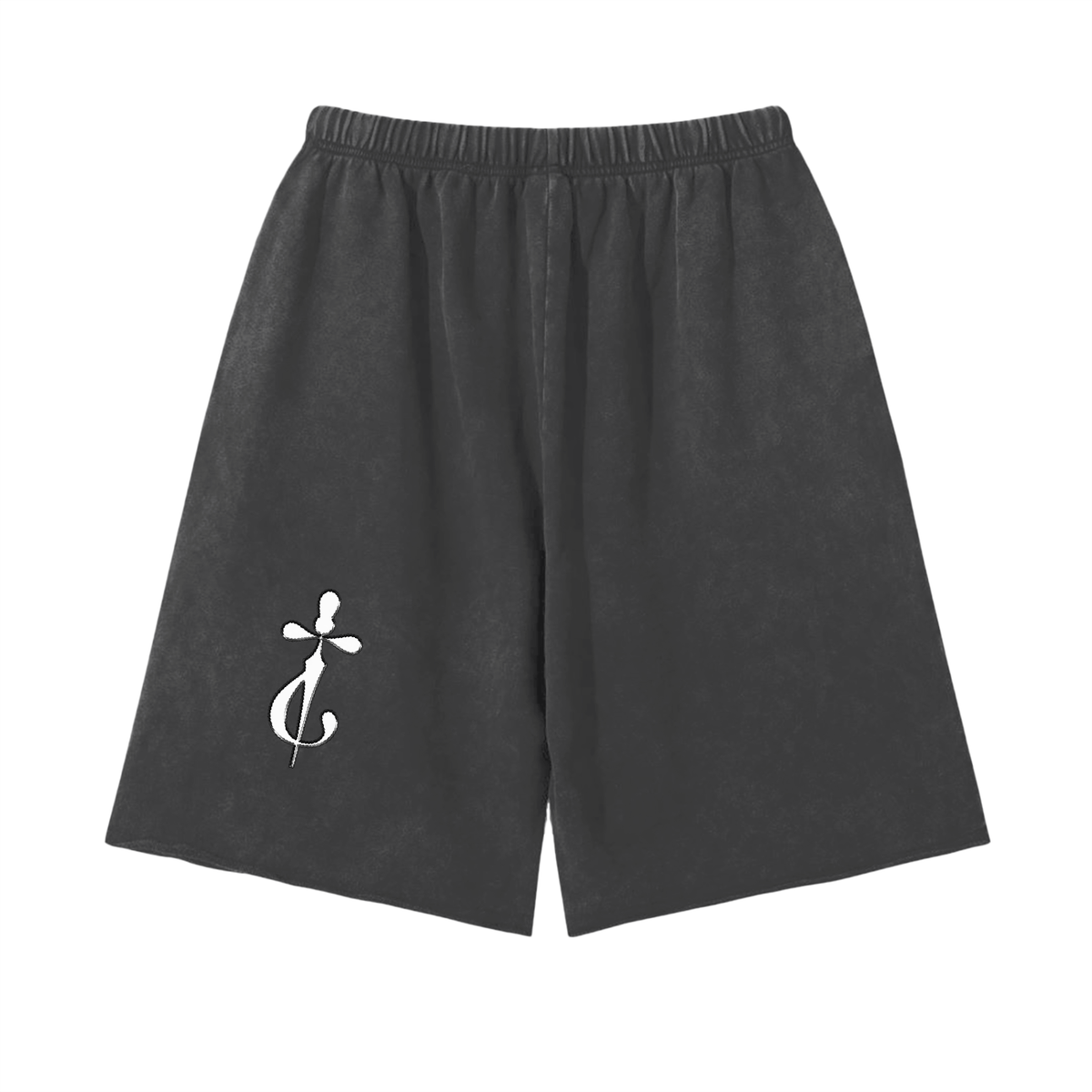 Snow Washed Raw Hem Shorts
